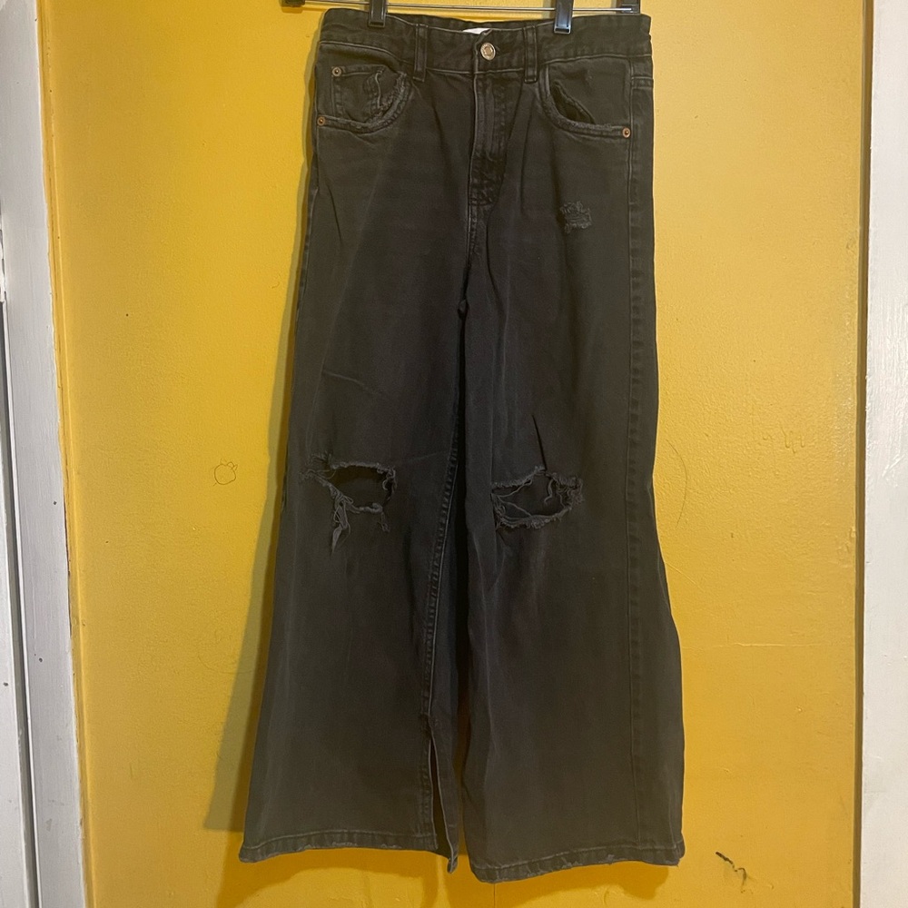 Zara Kids Black Wide-Leg Jeans